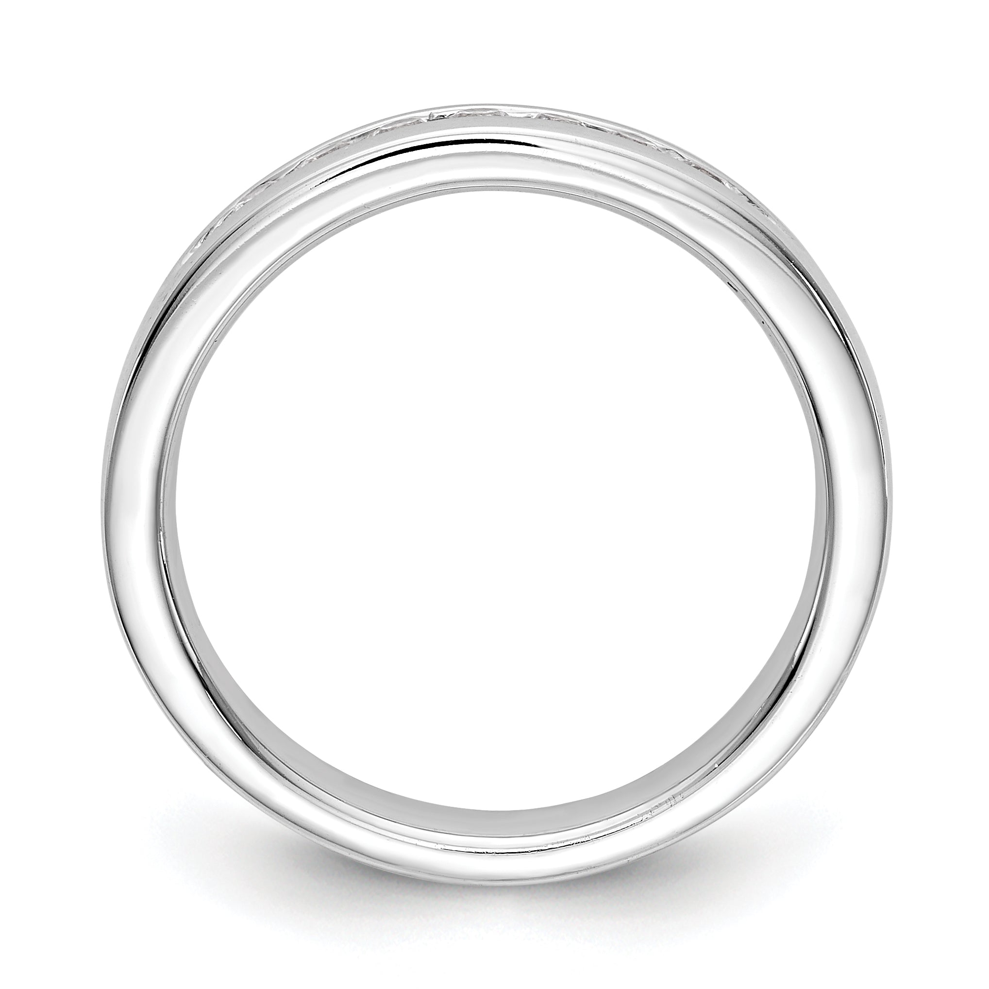 0.25ct. CZ Solid Real 14K White Gold 7-Stone Channel Wedding Band Ring