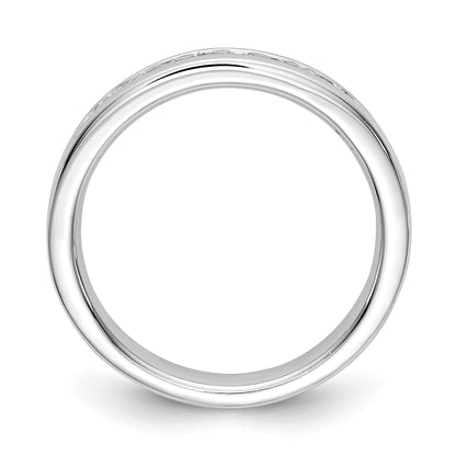 0.25ct. CZ Solid Real 14K White Gold 7-Stone Channel Wedding Band Ring