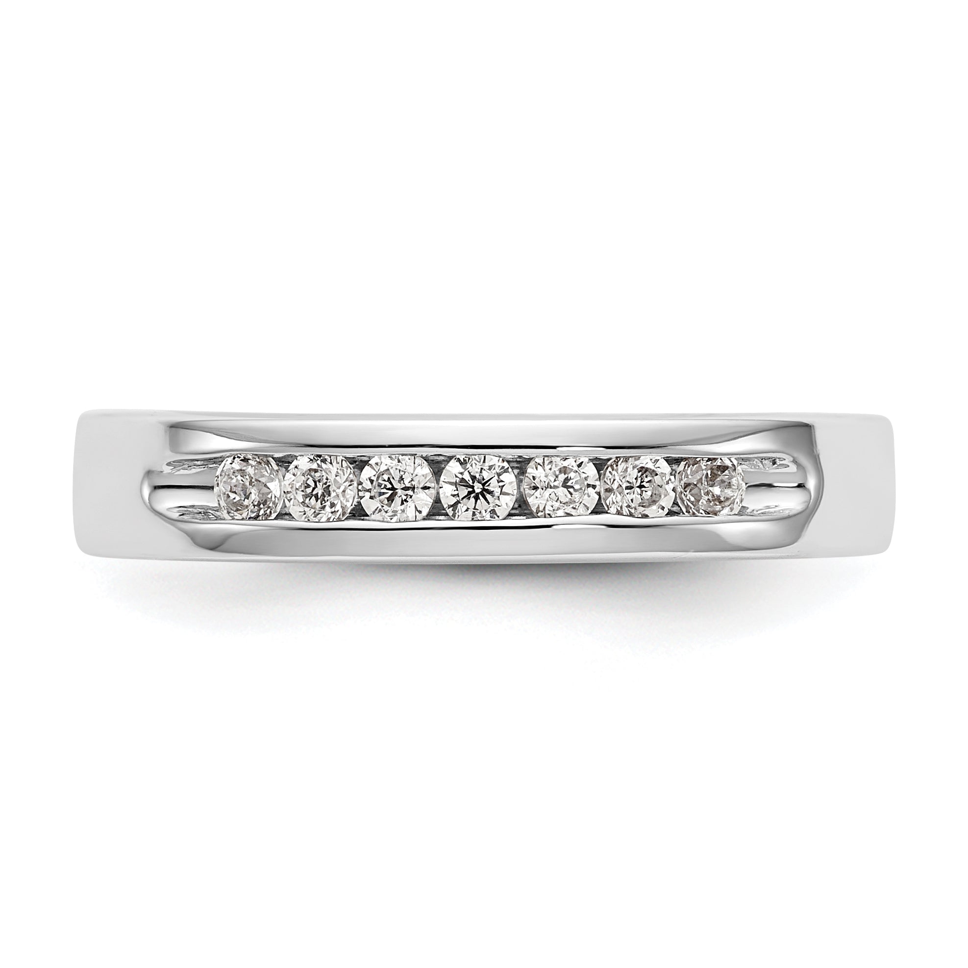 0.25ct. CZ Solid Real 14K White Gold 7-Stone Channel Wedding Band Ring