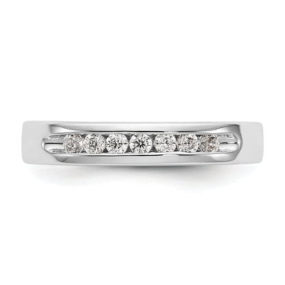 0.25ct. CZ Solid Real 14K White Gold 7-Stone Channel Wedding Band Ring