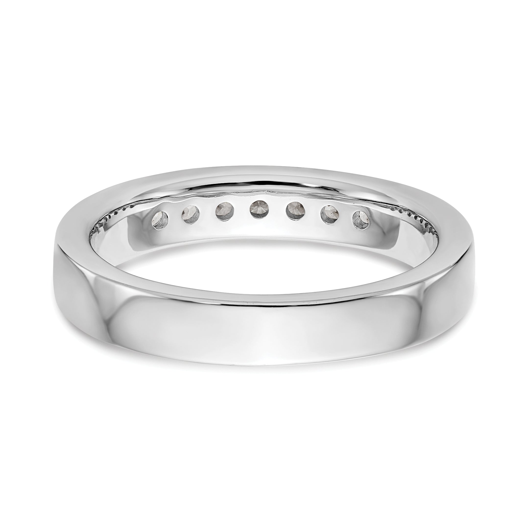0.25ct. CZ Solid Real 14K White Gold 7-Stone Channel Wedding Band Ring