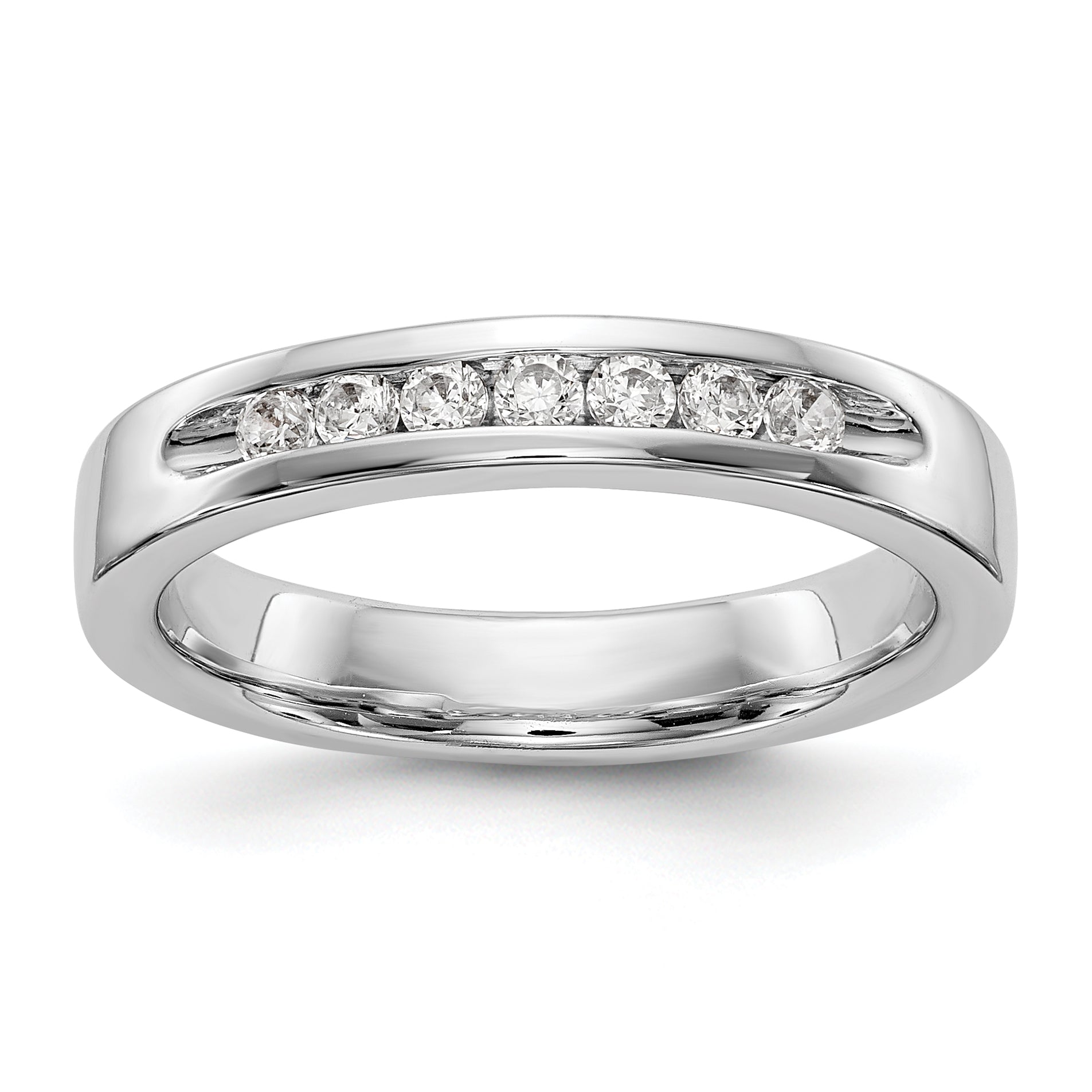 0.25ct. CZ Solid Real 14K White Gold 7-Stone Channel Wedding Band Ring