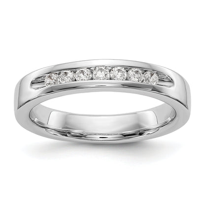 0.25ct. CZ Solid Real 14K White Gold 7-Stone Channel Wedding Band Ring