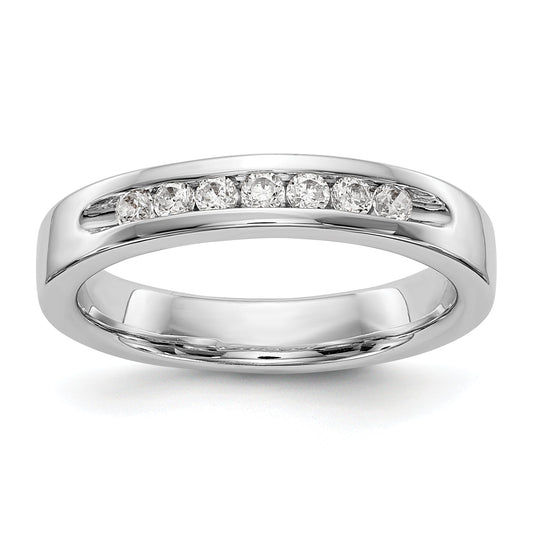 0.25ct. CZ Solid Real 14K White Gold 7-2mm Stone Channel Wedding Band Ring
