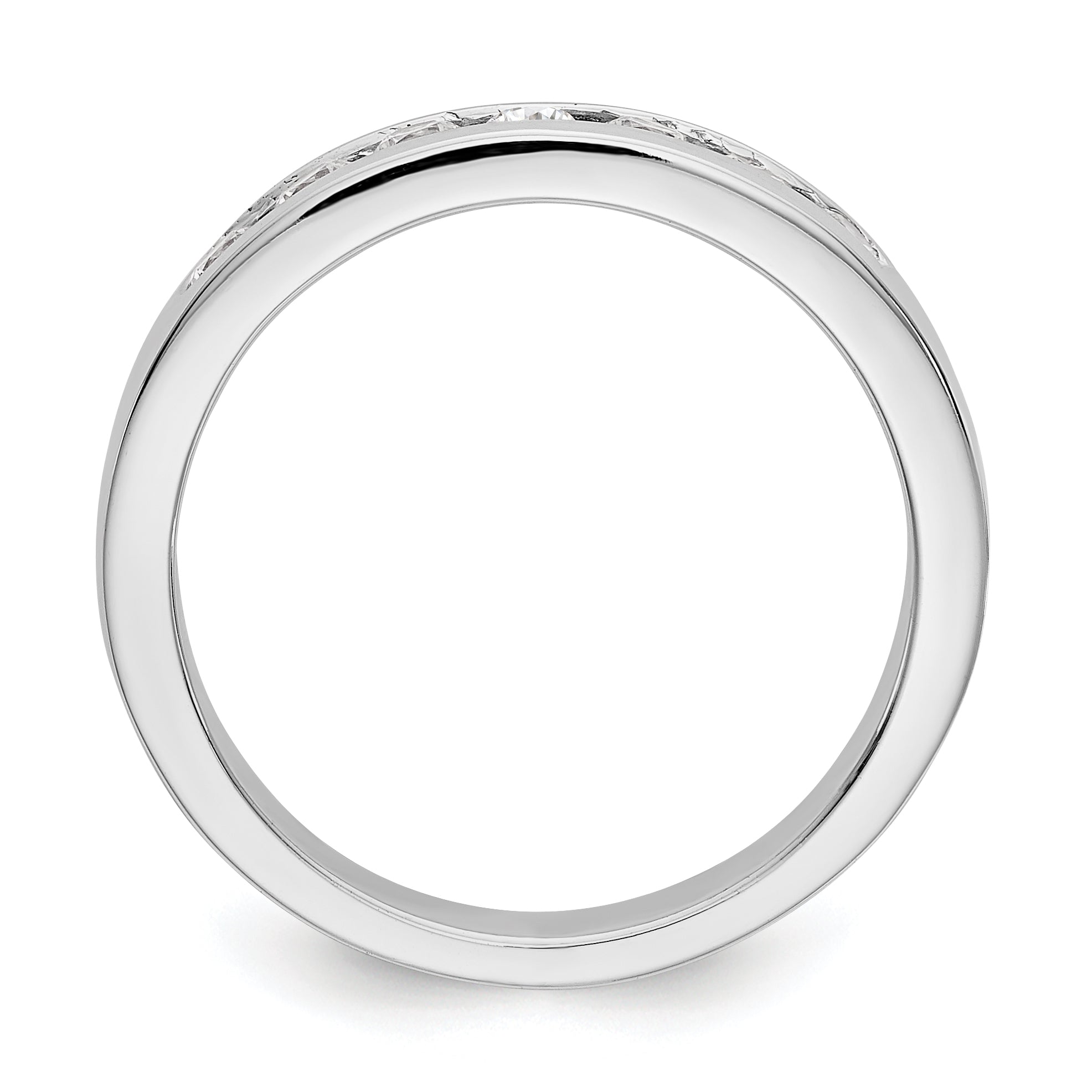 0.37ct. CZ Solid Real 14K White Gold 7-2.4mm Stone Channel Wedding Band Ring