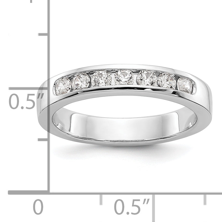 0.37ct. CZ Solid Real 14K White Gold 7-2.4mm Stone Channel Wedding Band Ring