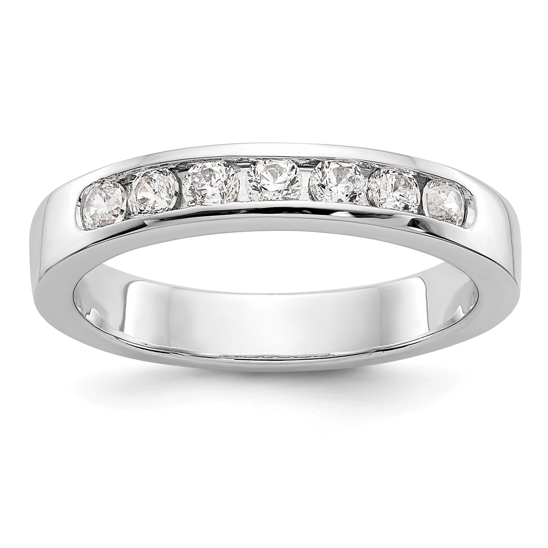 0.37ct. CZ Solid Real 14K White Gold 7-2.4mm Stone Channel Wedding Band Ring