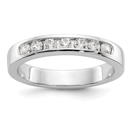 0.37ct. CZ Solid Real 14K White Gold 7-2.4mm Stone Channel Wedding Band Ring