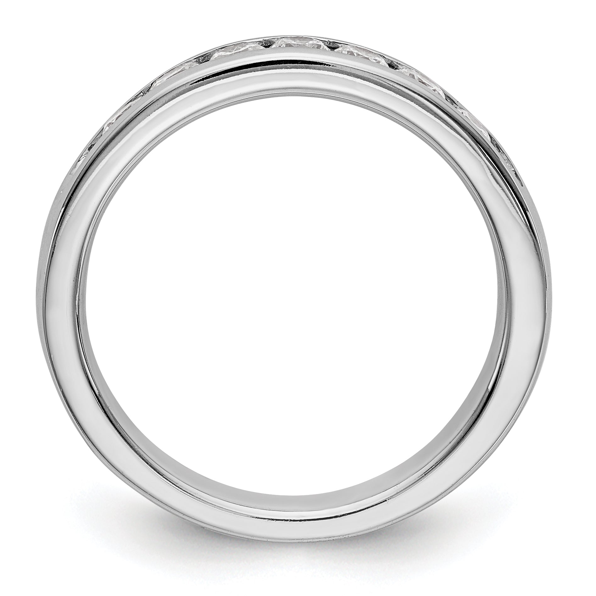 0.49ct. CZ Solid Real 14K White Gold 7-Stone Channel Wedding Band Ring