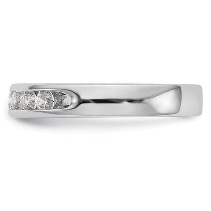 0.49ct. CZ Solid Real 14K White Gold 7-Stone Channel Wedding Band Ring