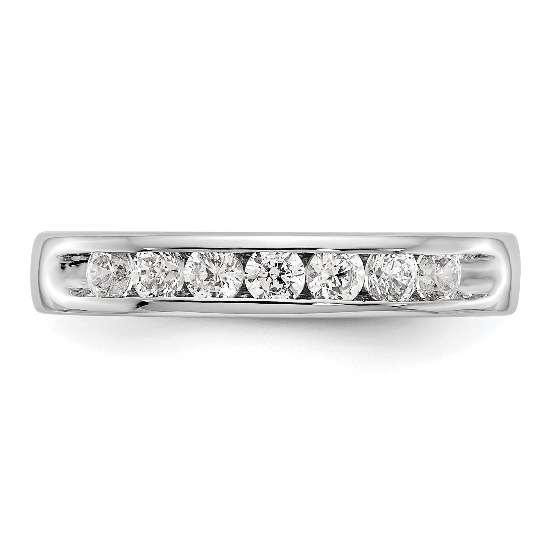 0.49ct. CZ Solid Real 14K White Gold 7-Stone Channel Wedding Band Ring