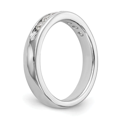 0.49ct. CZ Solid Real 14K White Gold 7-Stone Channel Wedding Band Ring
