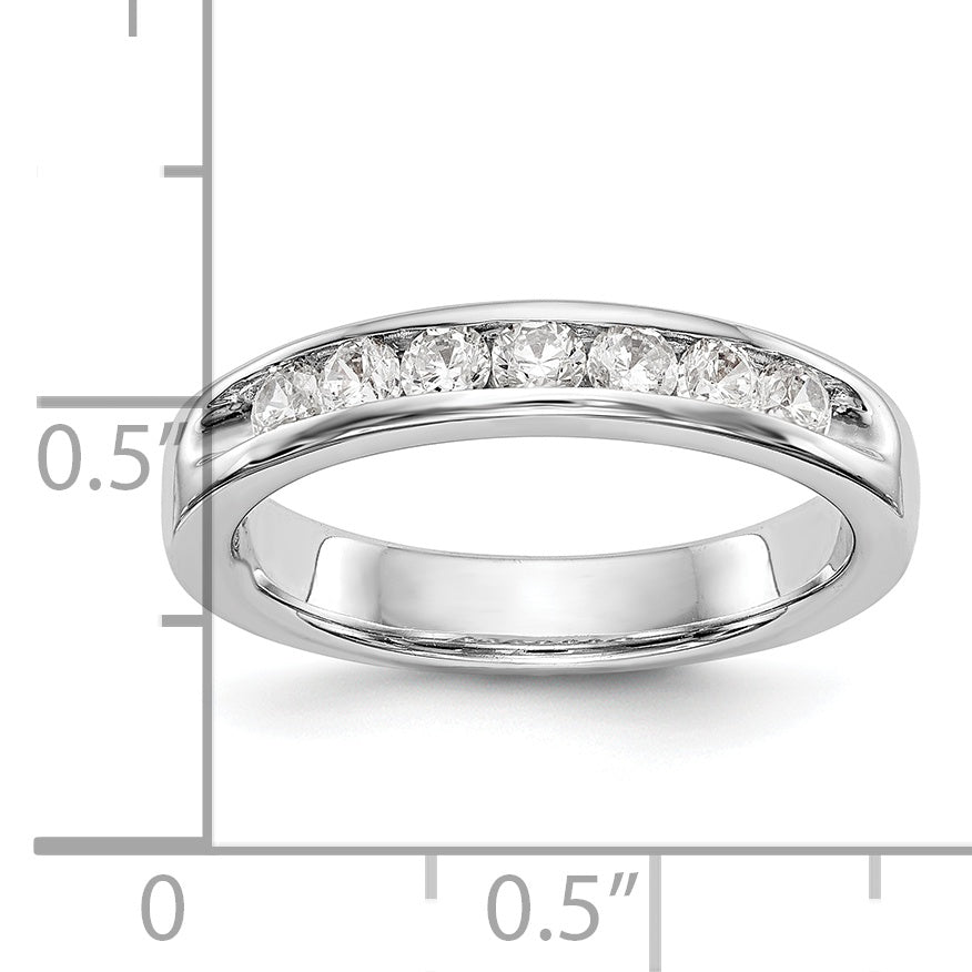 0.49ct. CZ Solid Real 14K White Gold 7-2.6mm Stone Channel Wedding Band Ring