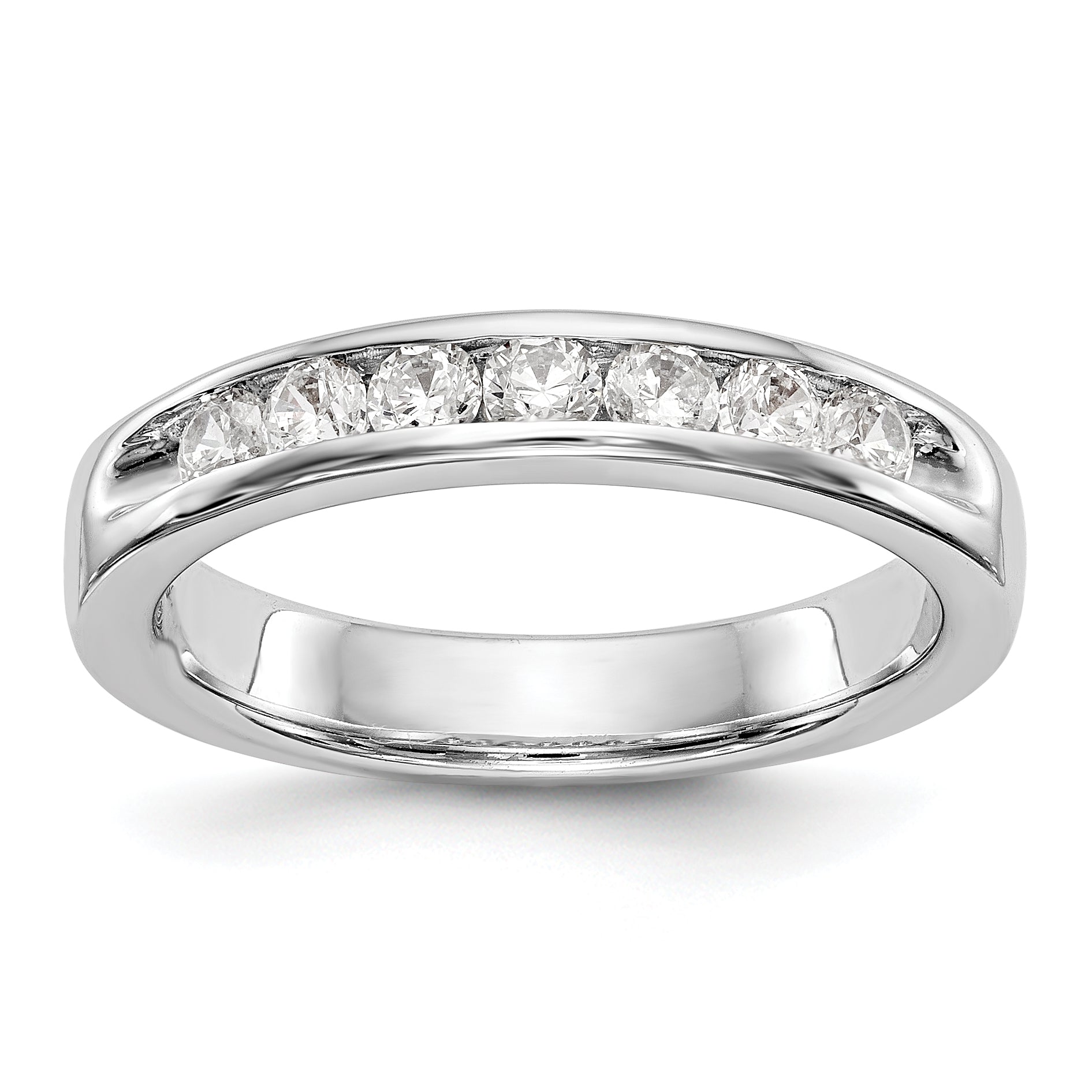 0.49ct. CZ Solid Real 14K White Gold 7-Stone Channel Wedding Band Ring