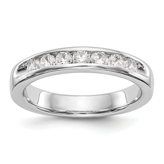 0.49ct. CZ Solid Real 14K White Gold 7-Stone Channel Wedding Band Ring