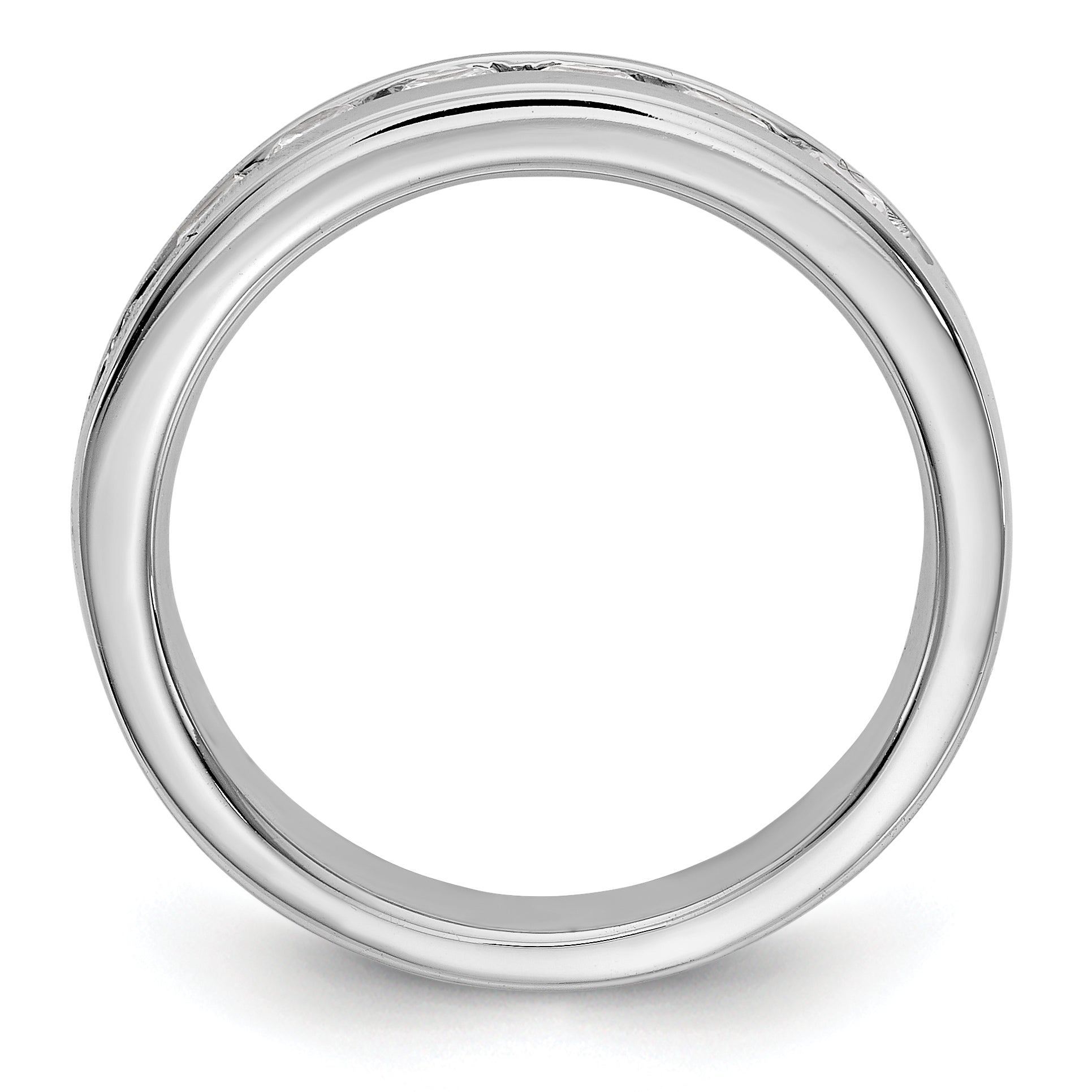 0.72ct. CZ Solid Real 14K White Gold 7-Stone Channel Wedding Band Ring