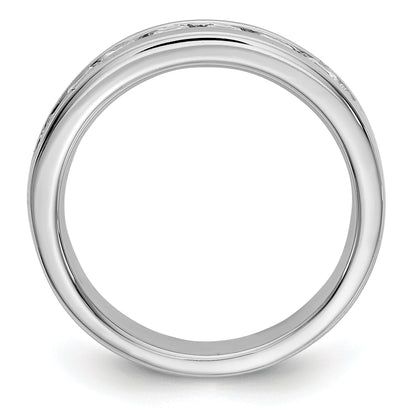 0.72ct. CZ Solid Real 14K White Gold 7-Stone Channel Wedding Band Ring