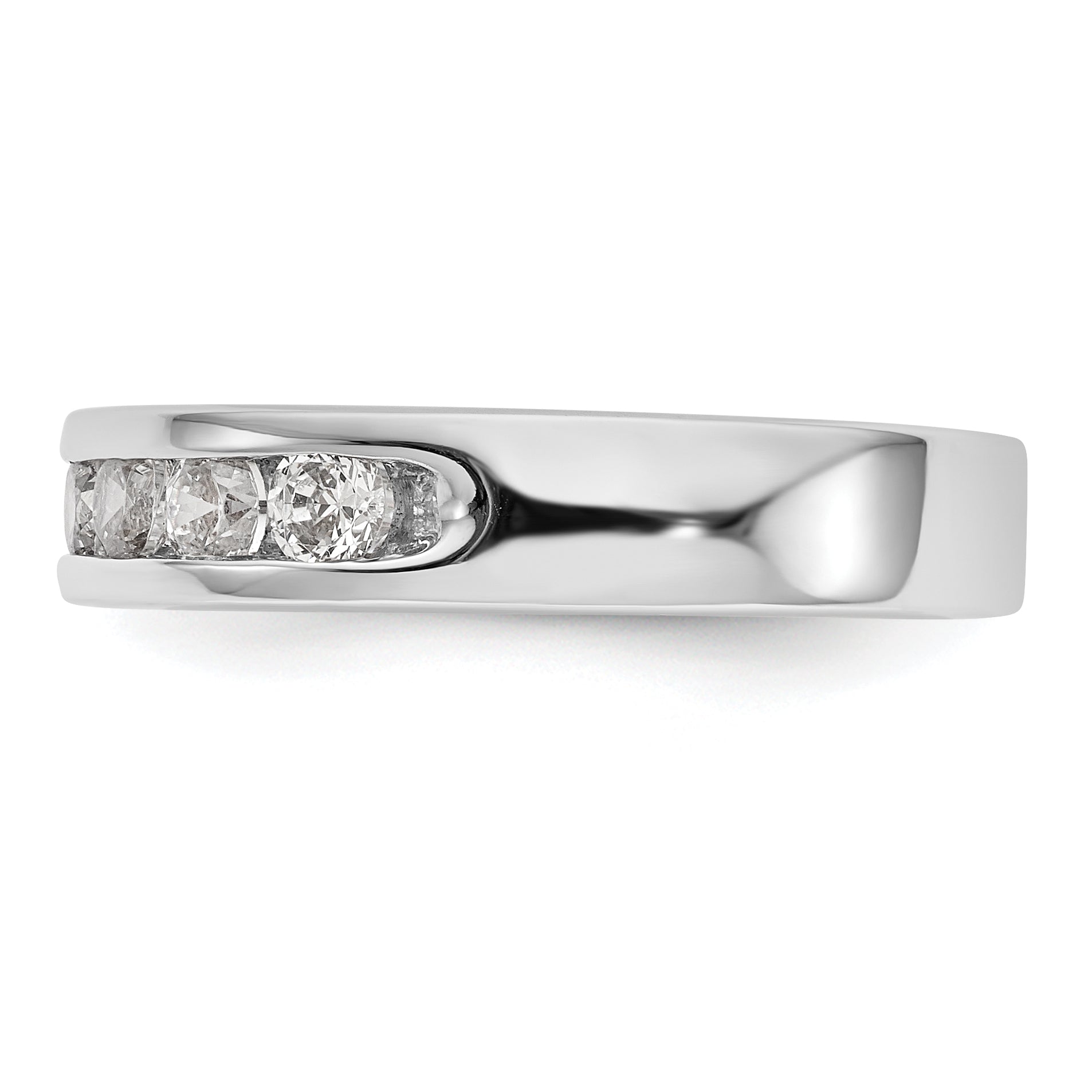 0.72ct. CZ Solid Real 14K White Gold 7-3mm Stone Channel Wedding Band Ring