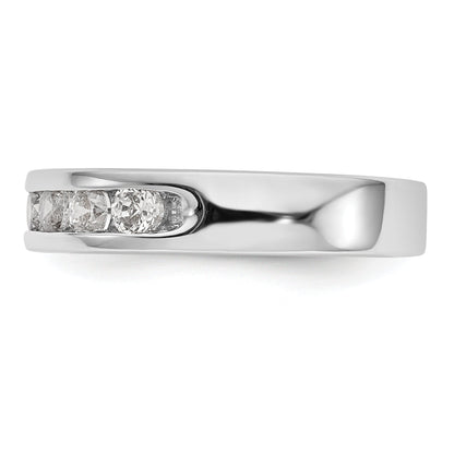 0.72ct. CZ Solid Real 14K White Gold 7-3mm Stone Channel Wedding Band Ring