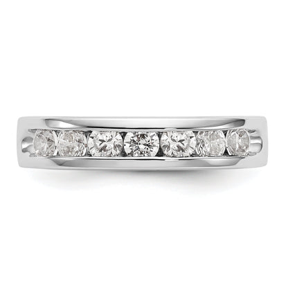 0.72ct. CZ Solid Real 14K White Gold 7-3mm Stone Channel Wedding Band Ring