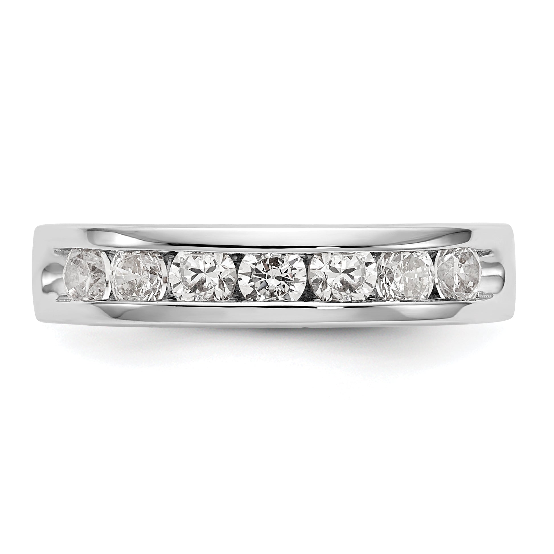 0.72ct. CZ Solid Real 14K White Gold 7-Stone Channel Wedding Band Ring
