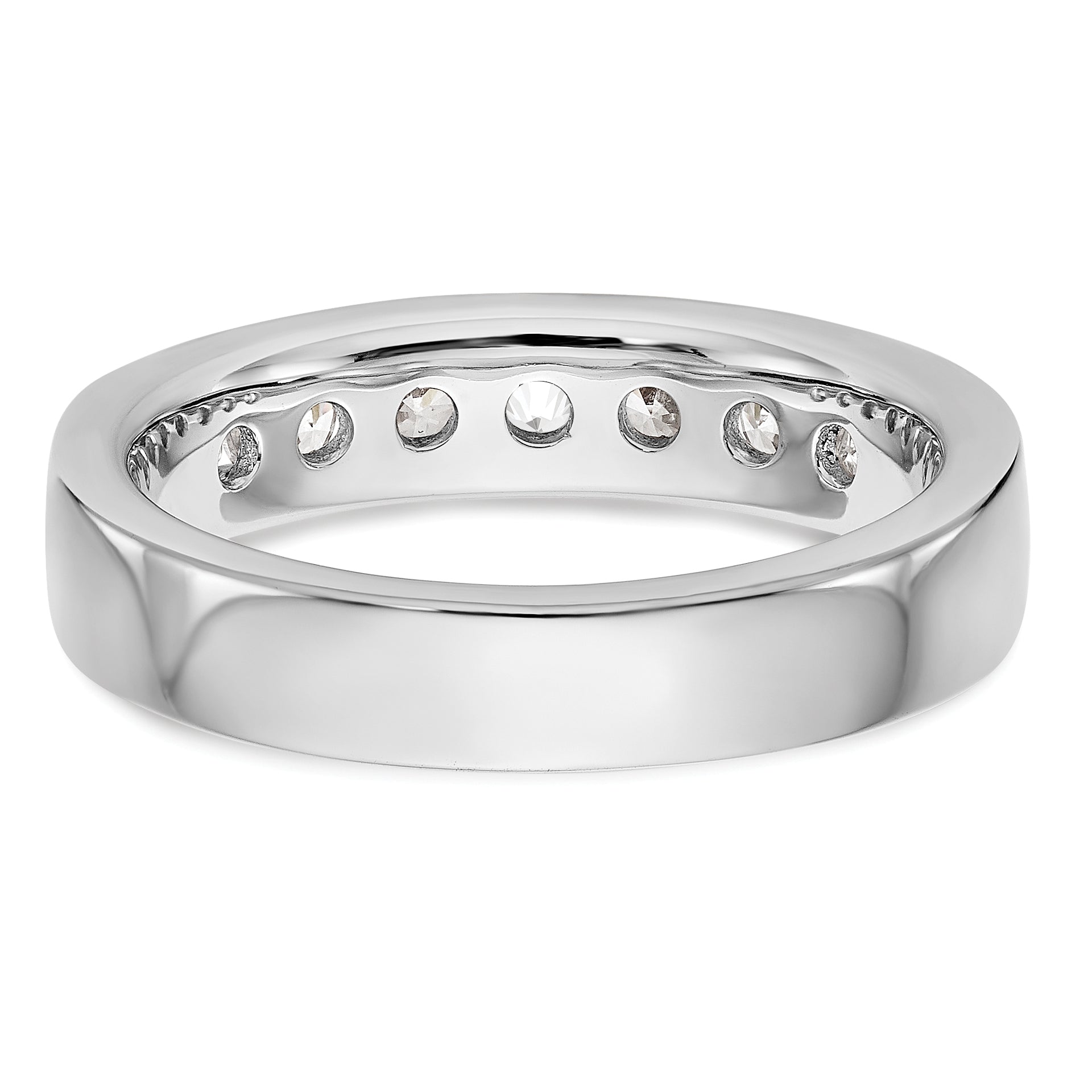 0.72ct. CZ Solid Real 14K White Gold 7-Stone Channel Wedding Band Ring