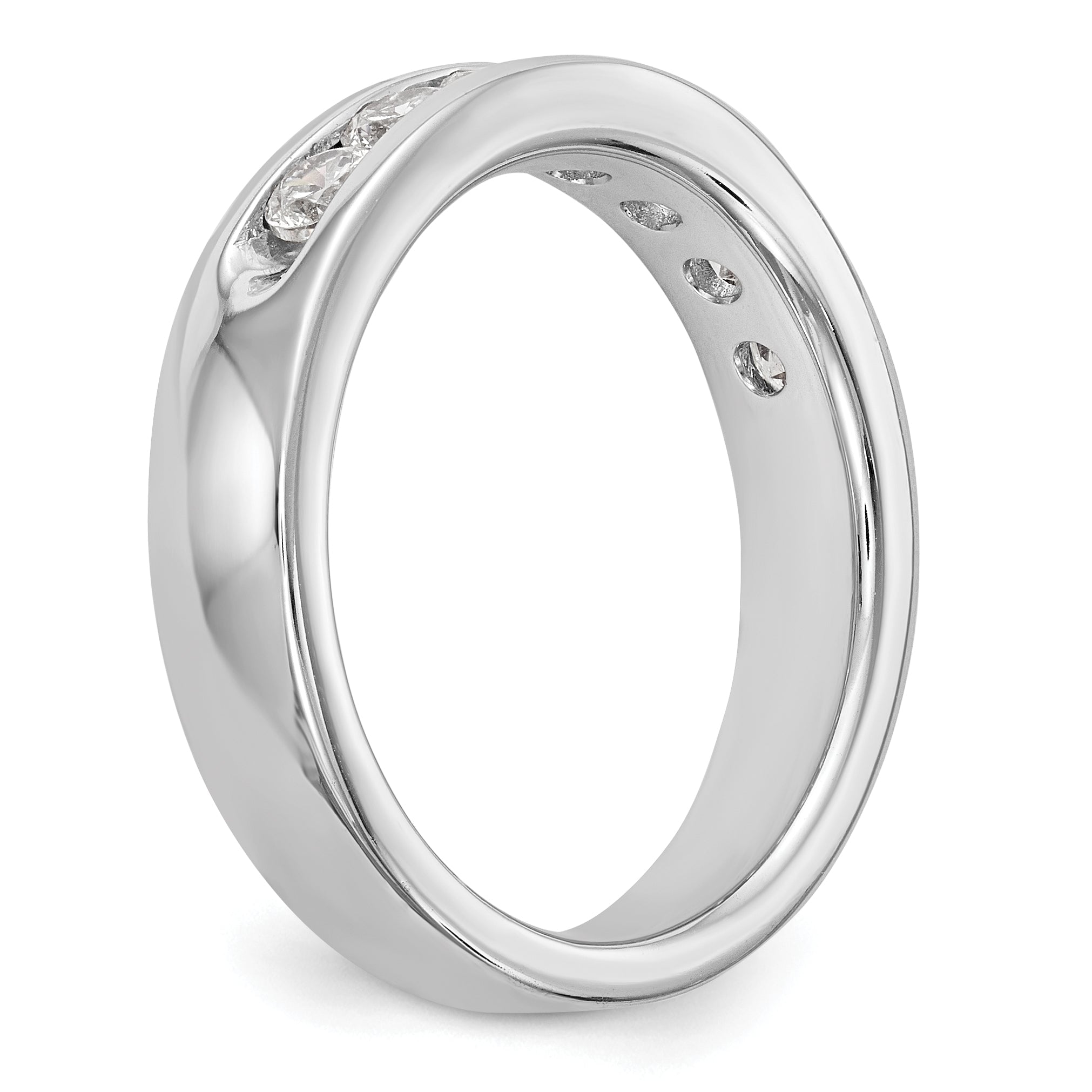 0.72ct. CZ Solid Real 14K White Gold 7-Stone Channel Wedding Band Ring