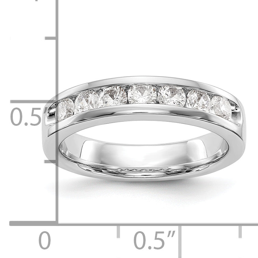 0.72ct. CZ Solid Real 14K White Gold 7-3mm Stone Channel Wedding Band Ring