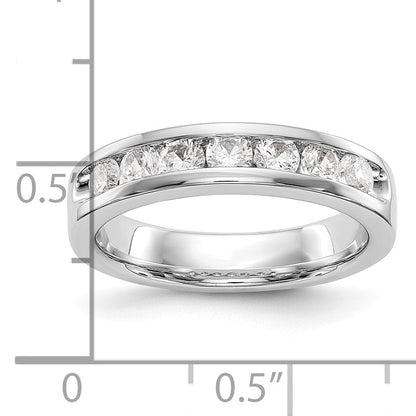 0.72ct. CZ Solid Real 14K White Gold 7-3mm Stone Channel Wedding Band Ring