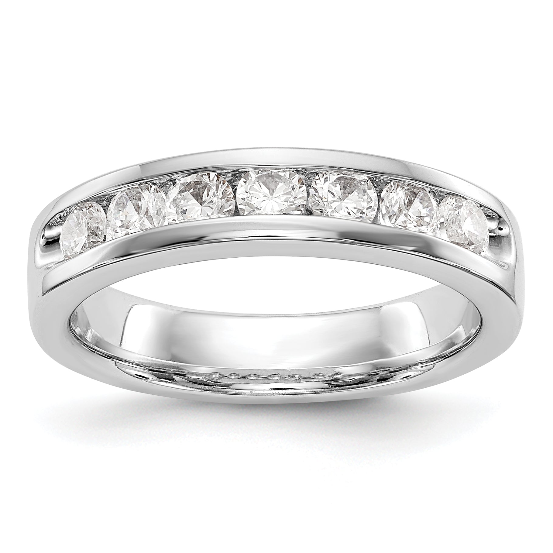 0.72ct. CZ Solid Real 14K White Gold 7-Stone Channel Wedding Band Ring