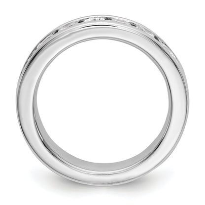 0.98ct. CZ Solid Real 14K White Gold 7-Stone Channel Wedding Band Ring