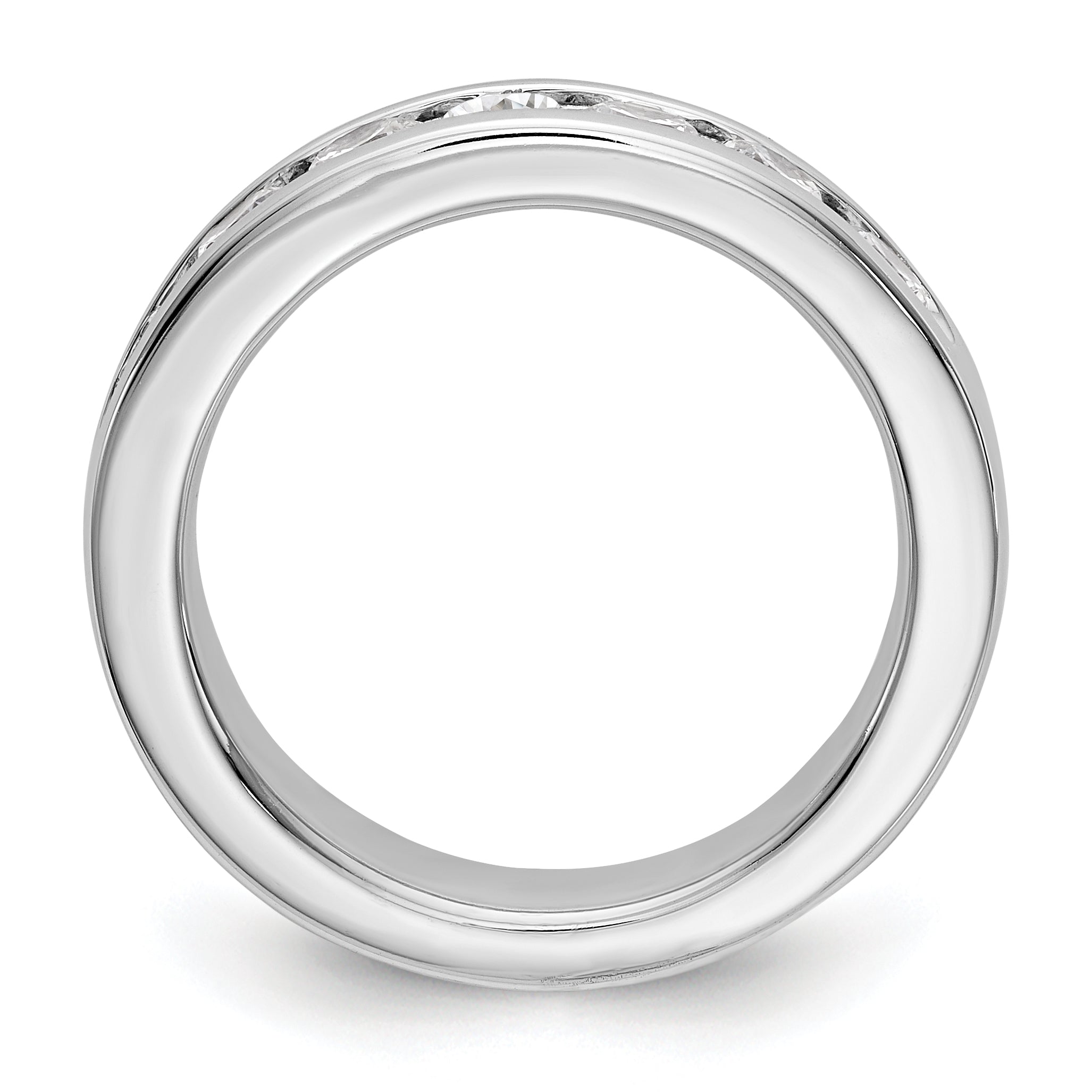 0.98ct. CZ Solid Real 14K White Gold 7-3.3mm Stone Channel Wedding Band Ring