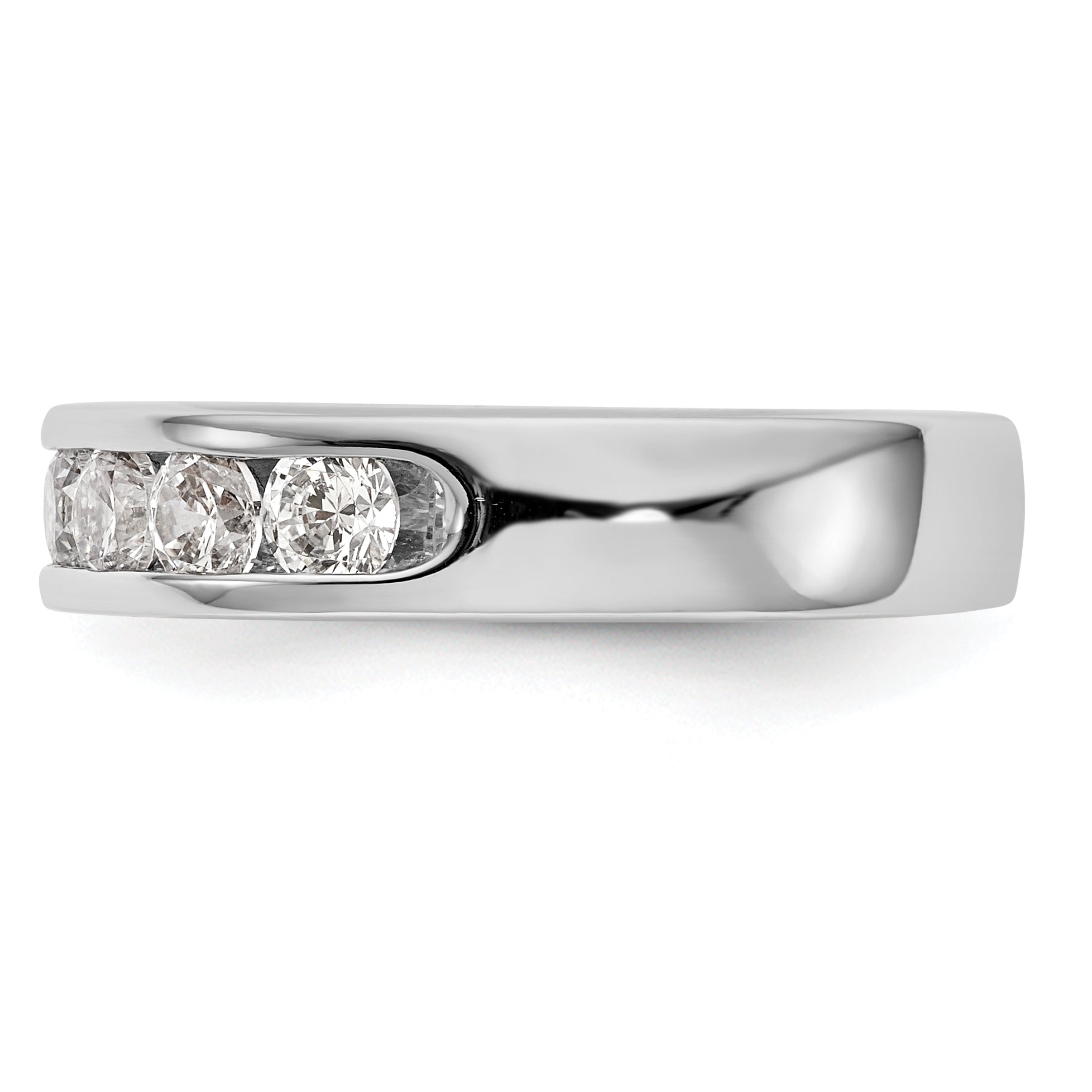 0.98ct. CZ Solid Real 14K White Gold 7-3.3mm Stone Channel Wedding Band Ring