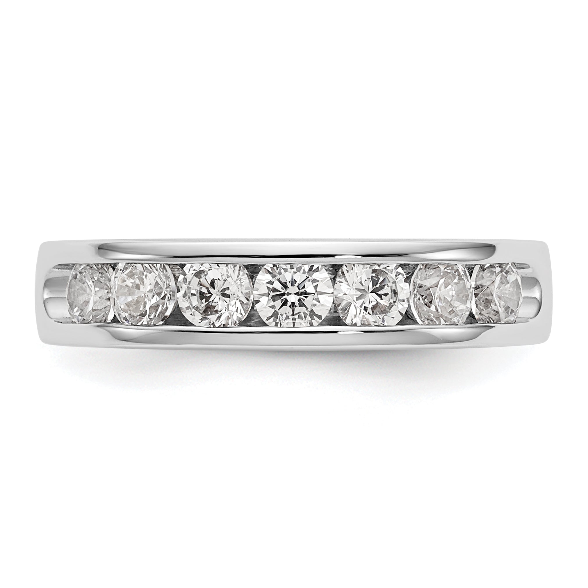 0.98ct. CZ Solid Real 14K White Gold 7-3.3mm Stone Channel Wedding Band Ring