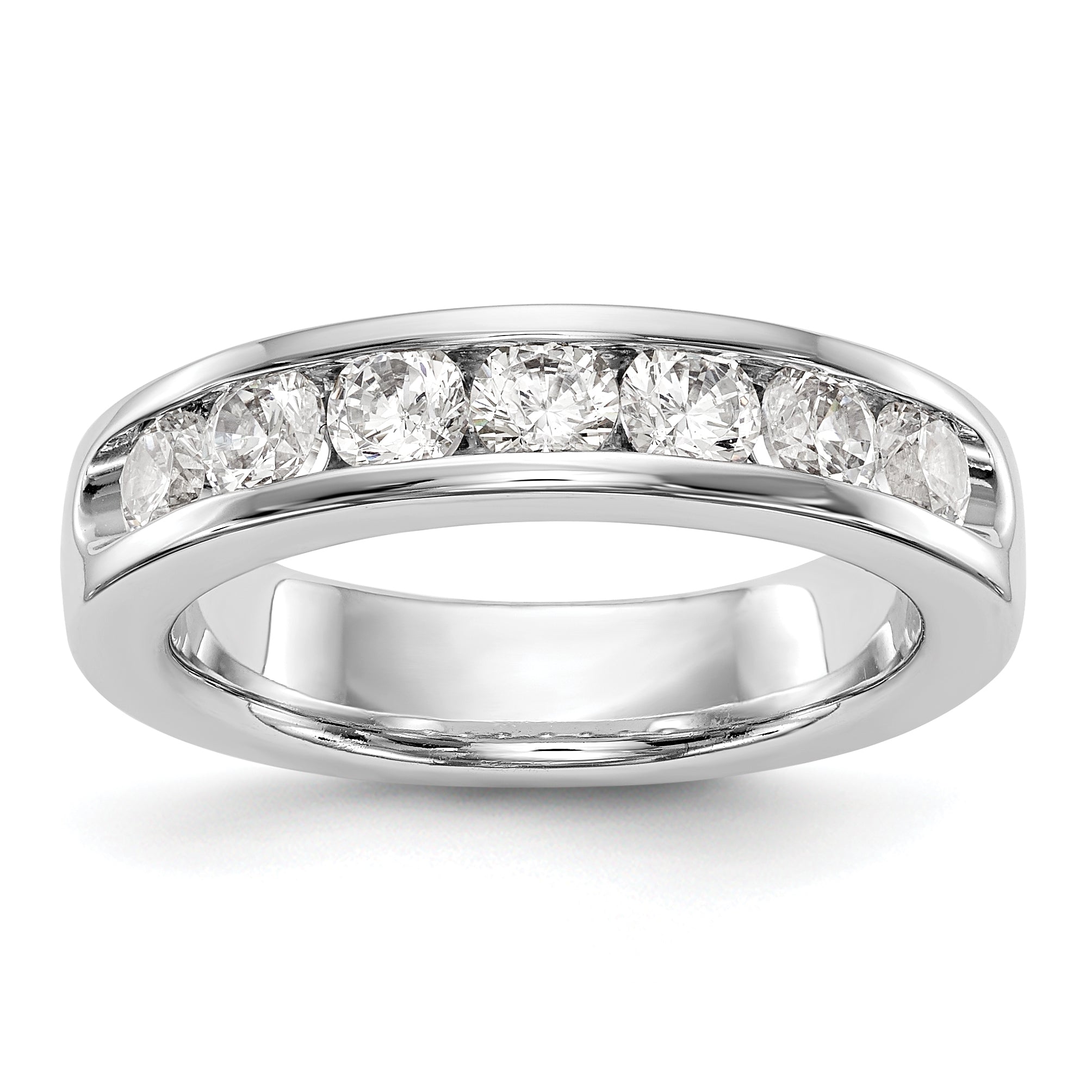 0.98ct. CZ Solid Real 14K White Gold 7-3.3mm Stone Channel Wedding Band Ring
