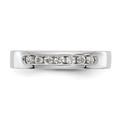 0.20ct. CZ Solid Real 14k White Gold Flat Partial Closed 7-Stone Channel Wedding Band Ring