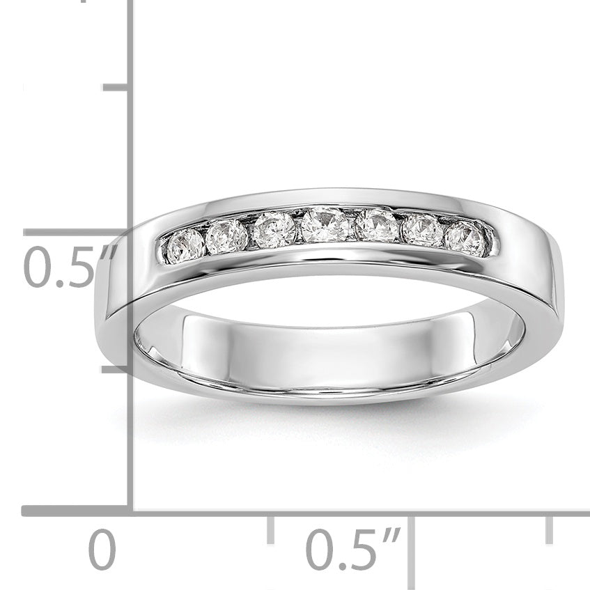 0.20ct. CZ Solid Real 14k White Gold Flat Partial Closed 7-Stone Channel Wedding Band Ring