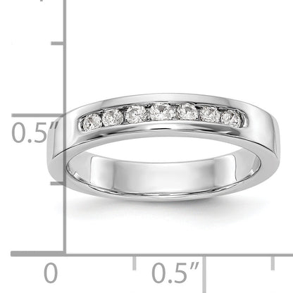0.20ct. CZ Solid Real 14k White Gold Flat Partial Closed 7-Stone Channel Wedding Band Ring