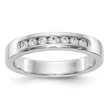 0.20ct. CZ Solid Real 14k White Gold Flat Partial Closed 7-Stone Channel Wedding Band Ring