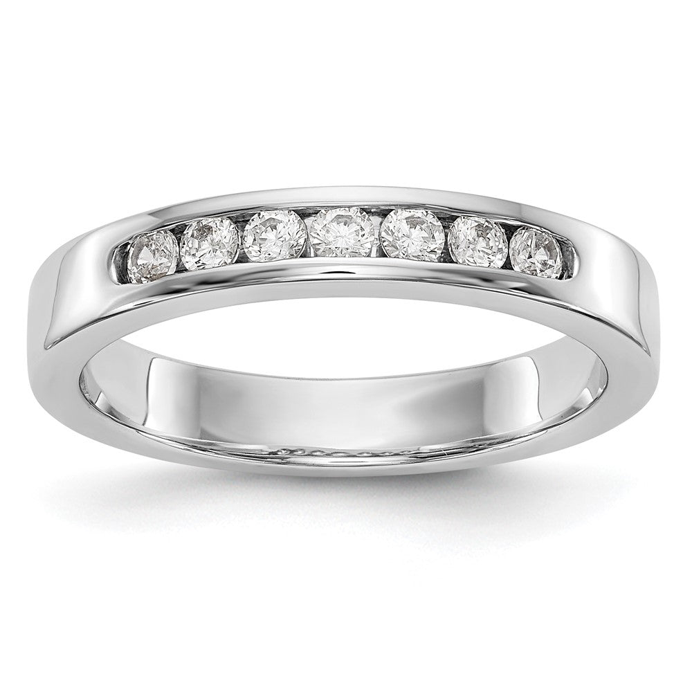 14K White Gold 7-Stone Real Diamond Channel Band