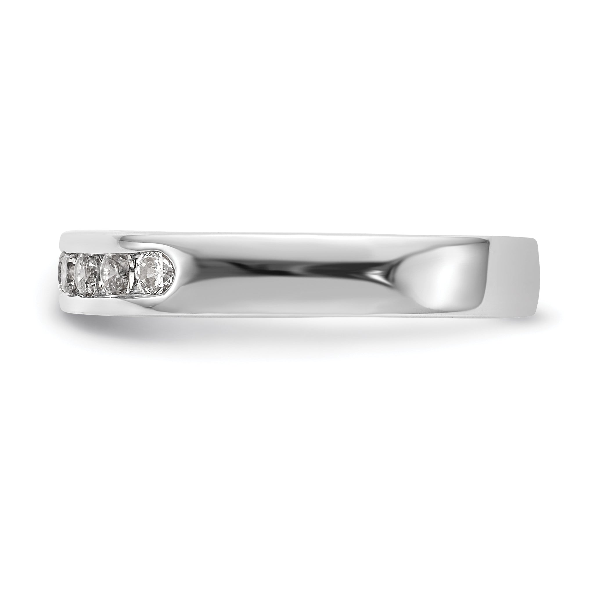 0.35ct. CZ Solid Real 14K White Gold 7-2.3mm Stone Channel Wedding Band Ring