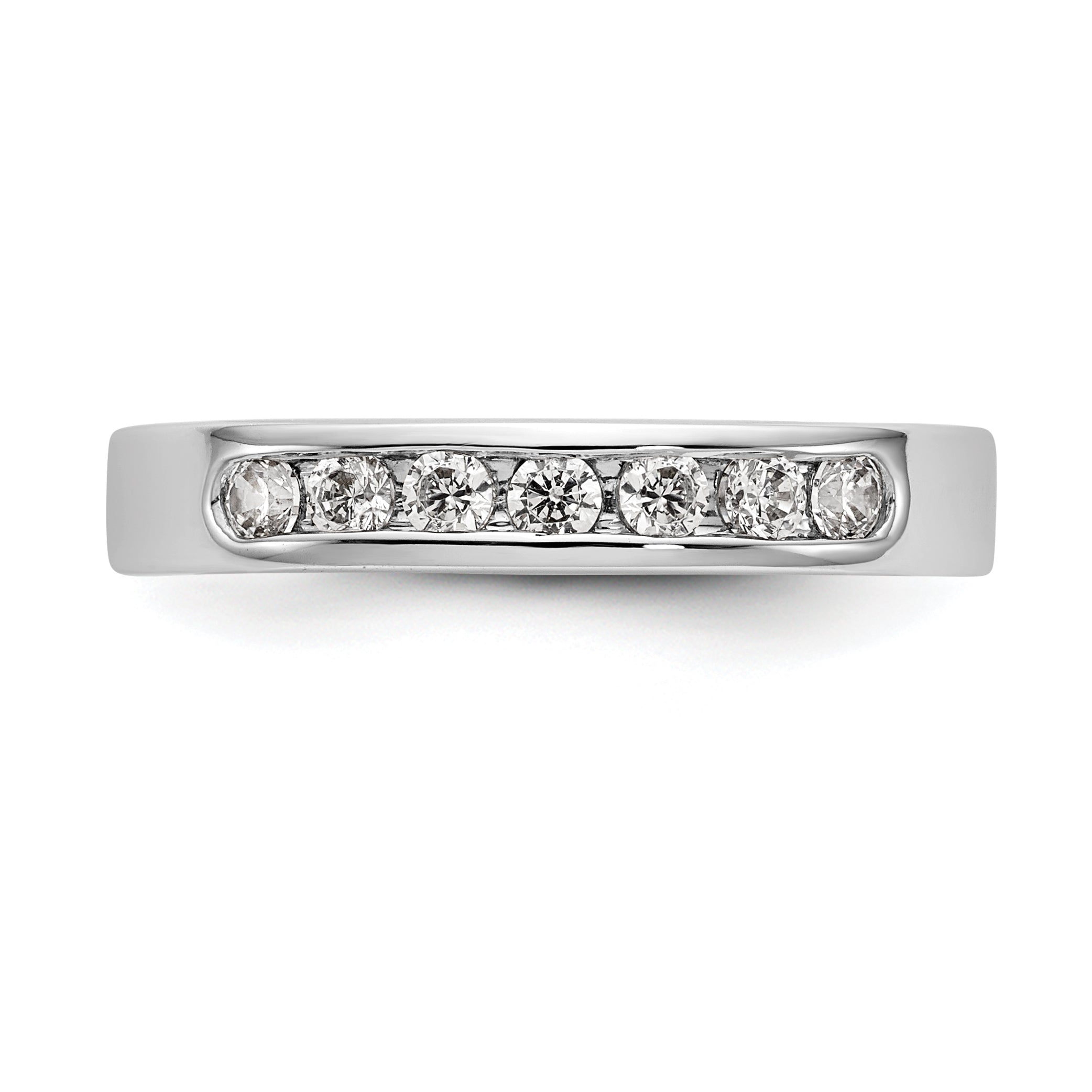 0.35ct. CZ Solid Real 14K White Gold 7-Stone Channel Wedding Band Ring