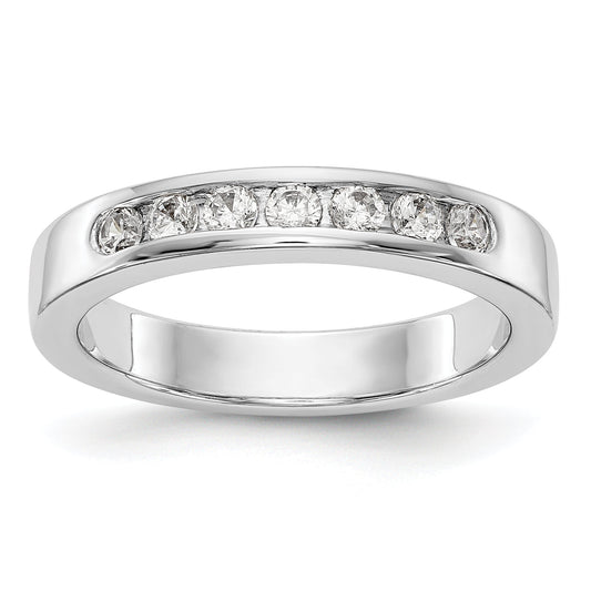 0.35ct. CZ Solid Real 14K White Gold 7-Stone Channel Wedding Band Ring