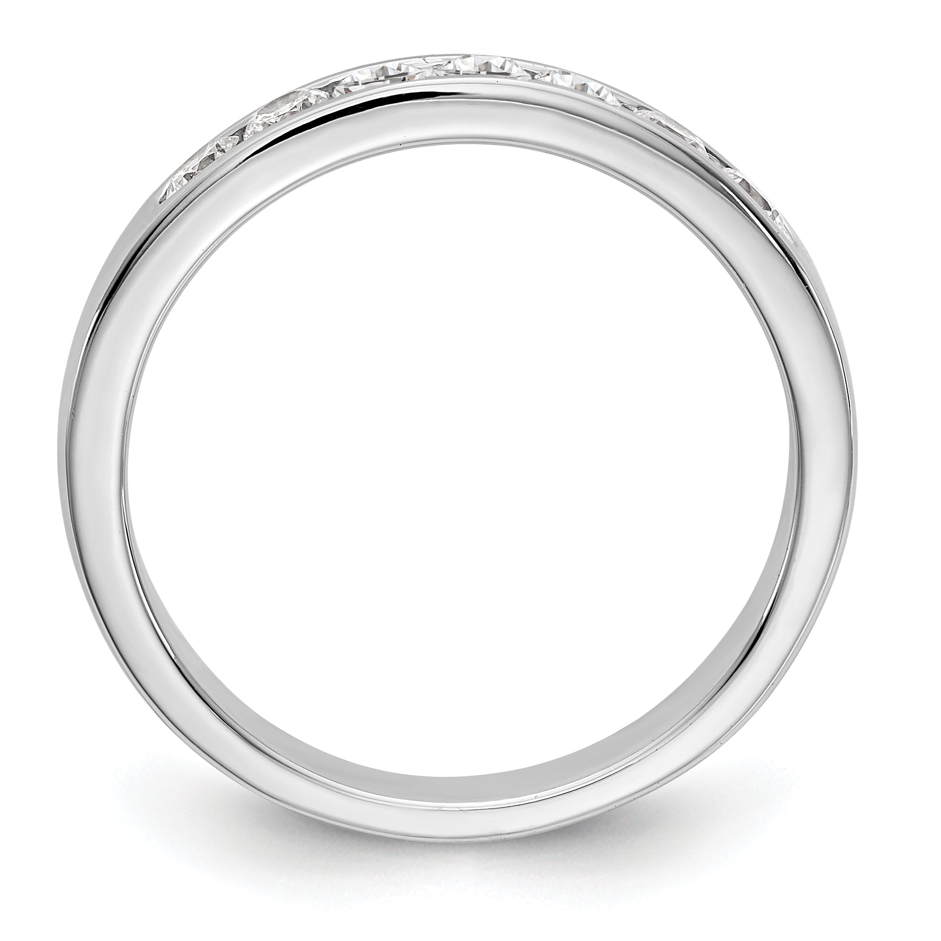 0.41ct. CZ Solid Real 14K White Gold 7-2.5mm Stone Channel Wedding Band Ring