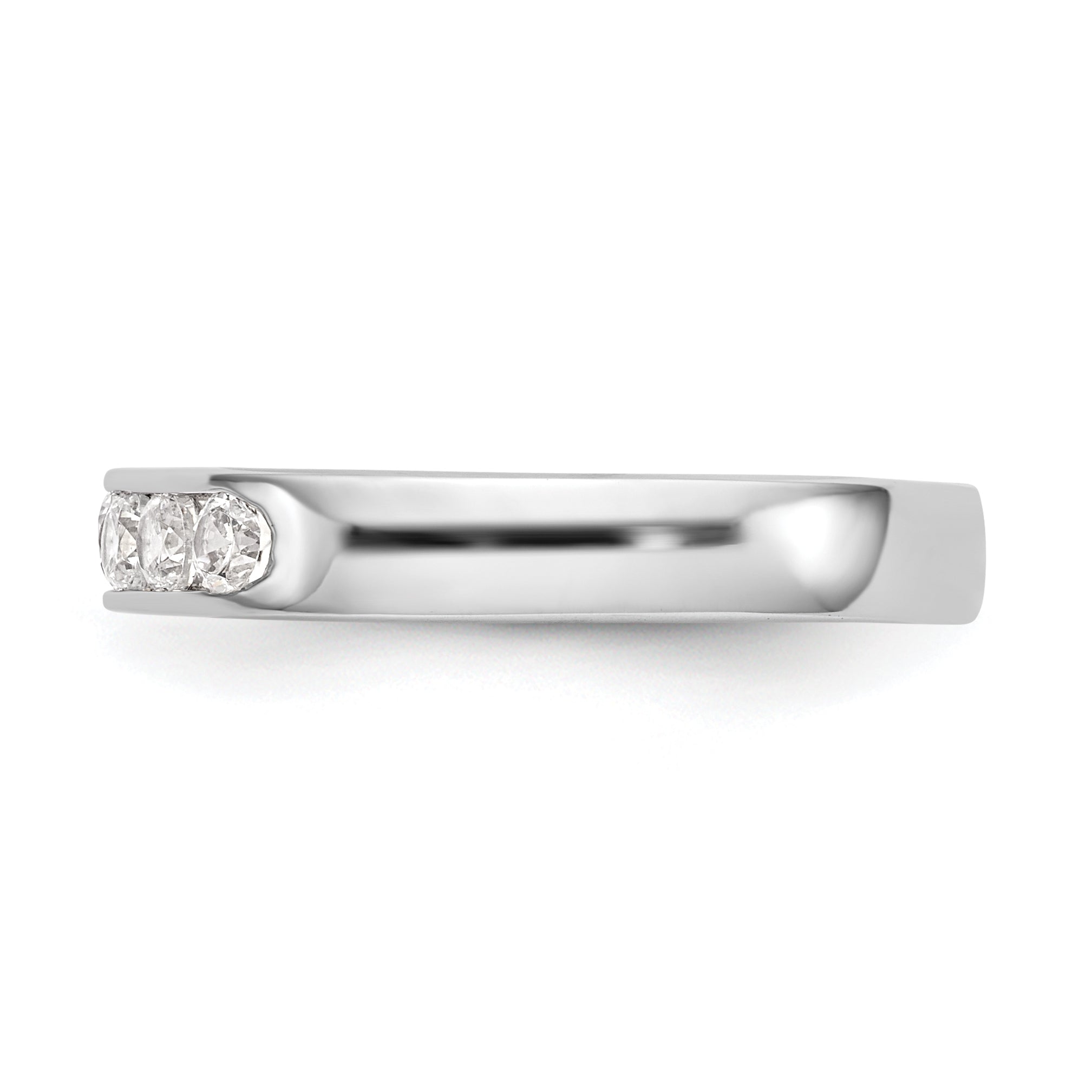 0.41ct. CZ Solid Real 14K White Gold 7-2.5mm Stone Channel Wedding Band Ring