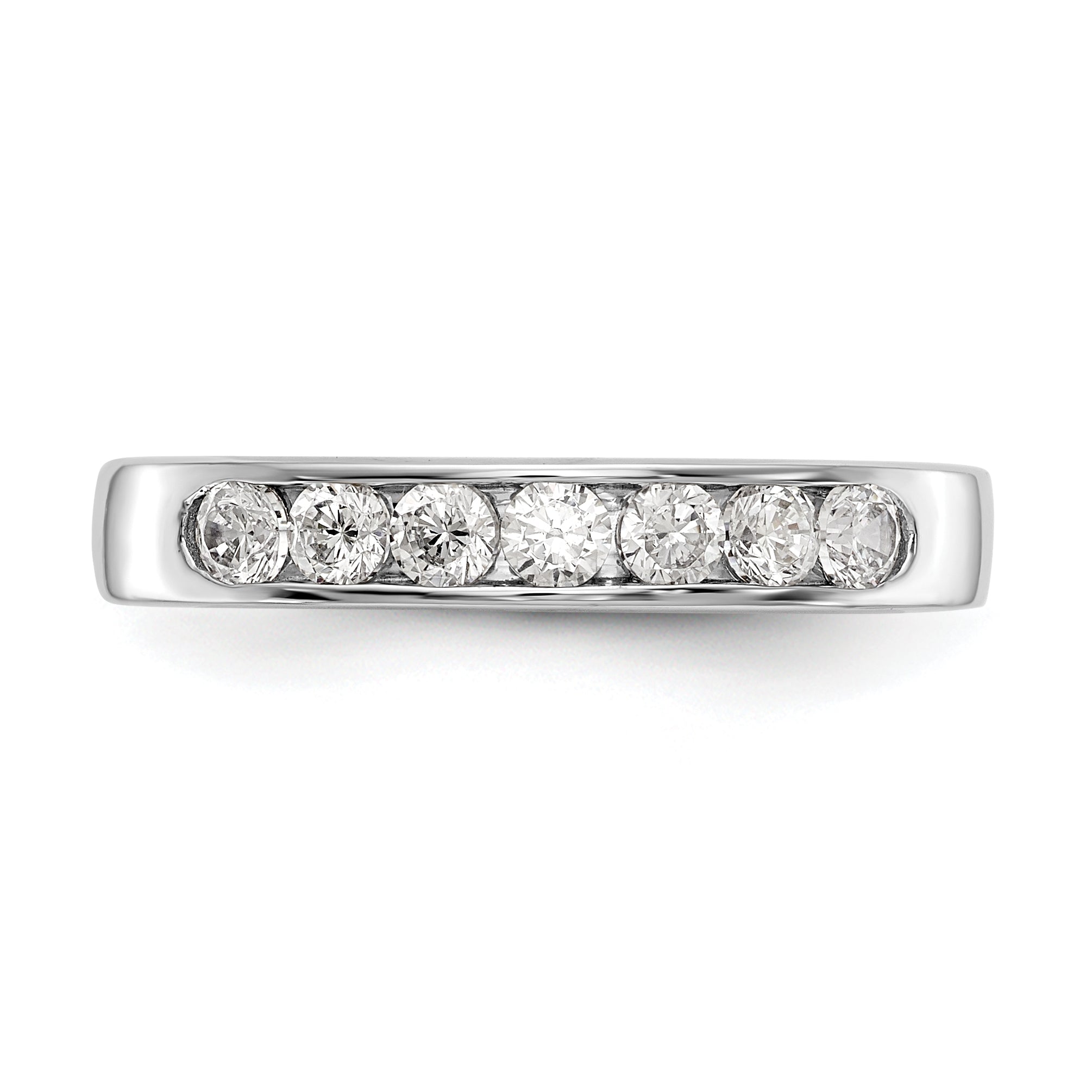 0.41ct. CZ Solid Real 14K White Gold 7-2.5mm Stone Channel Wedding Band Ring
