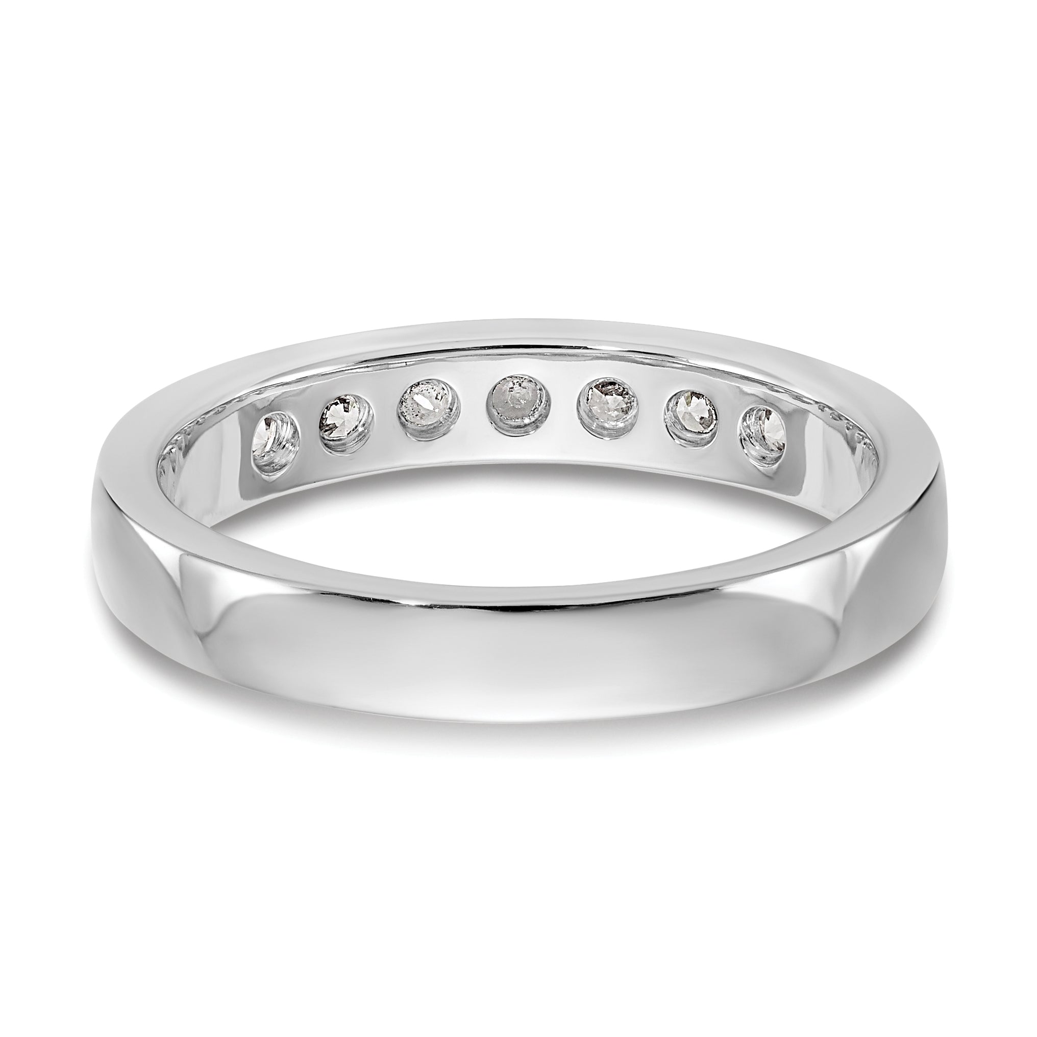 0.41ct. CZ Solid Real 14K White Gold 7-2.5mm Stone Channel Wedding Band Ring