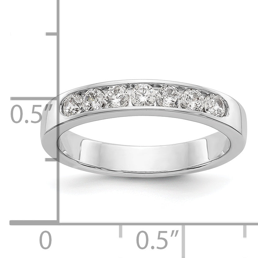 0.41ct. CZ Solid Real 14K White Gold 7-2.5mm Stone Channel Wedding Band Ring
