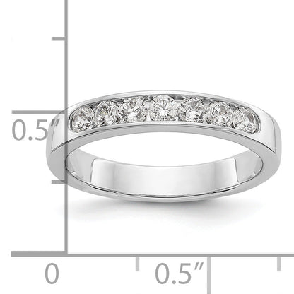 0.41ct. CZ Solid Real 14K White Gold 7-2.5mm Stone Channel Wedding Band Ring