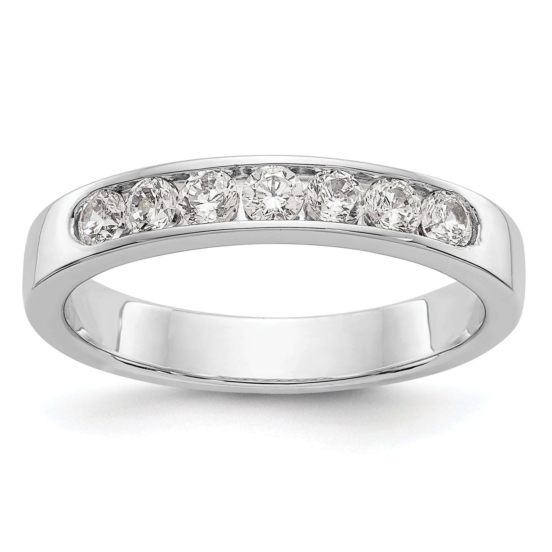 0.41ct. CZ Solid Real 14K White Gold 7-2.5mm Stone Channel Wedding Band Ring